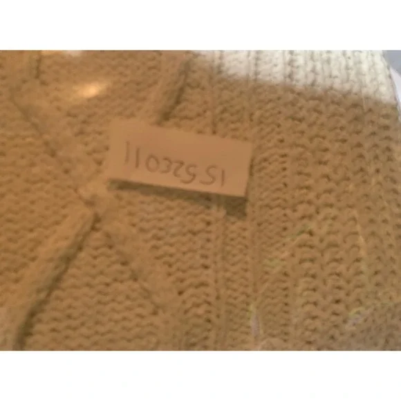 Derek‎ Heart XL Cream Cable Knit Lace Up V Neck Distressed Tunic Sweater - Picture 10 of 10